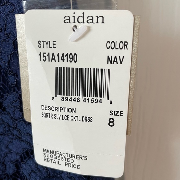 Aidan Mattox Women’s Navy Blue Lace 3/4 Sleeve Cocktail Dress, NWT, size 8 - Picture 12 of 14